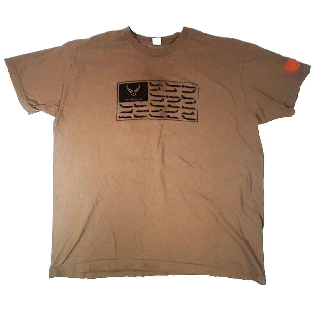 Air Force Reserve T Shirt Unisex Size XL Olive Green SS Graphic Print Flag